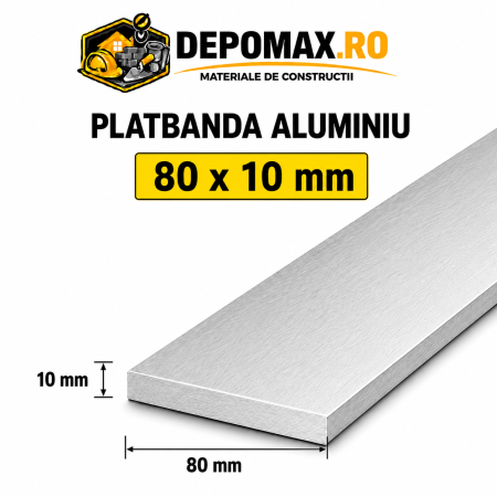 Platbanda aluminiu 80 x 10 mm, 6 metri (EN-AW 6060)